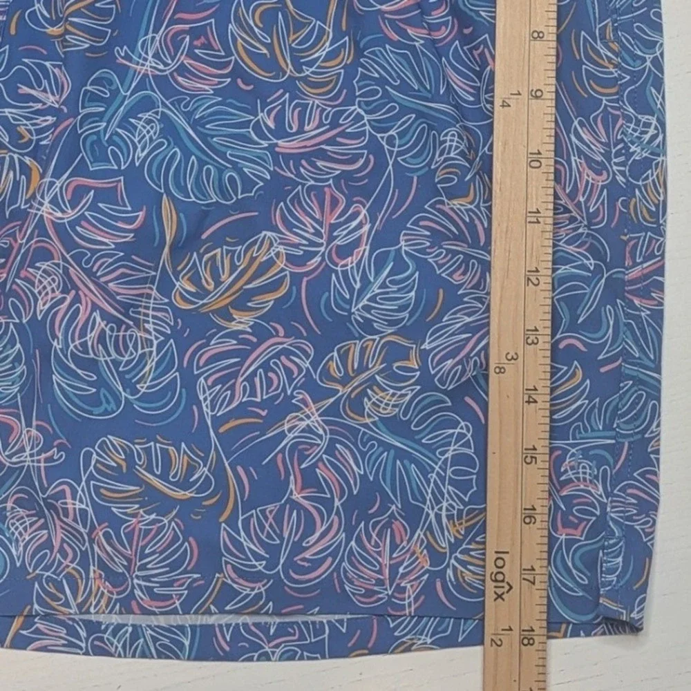 Peter Millar Seaside Swim Trunks Mens XL Blue Tropical Leaf Print 7